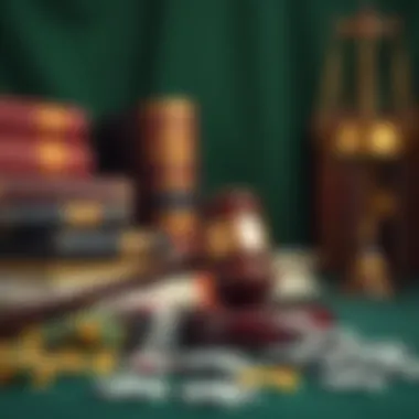 Legal Framework of Online Poker in Arkansas Law books and a gavel symbolizing legal framework