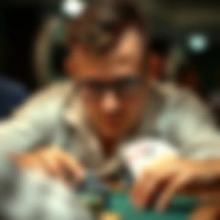 Immersive Poker Gaming Experience A concentration-focused player immersed in a game of poker