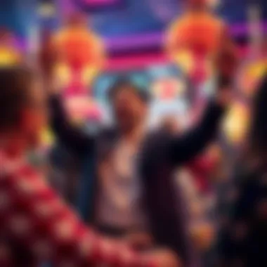 Celebrating Wins in Online Slot Gaming An engaging scene showcasing a player celebrating a win at an online slot game