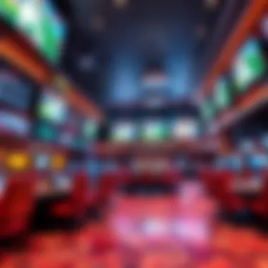 Circa Sportsbook Interior Inside the Circa sportsbook featuring large screens and betting kiosks