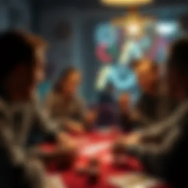 Excitement in a Poker Game Group of friends engaged in an exciting poker game