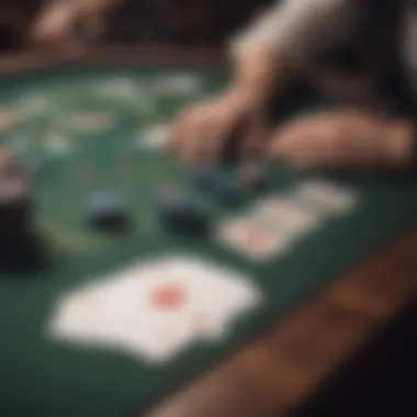 An elegant poker table set up with chips and cards