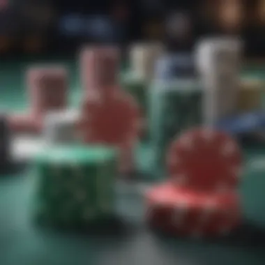 The Thrill of the Game: Poker Chips and Cards in Action Close-up of poker chips and cards in an action shot