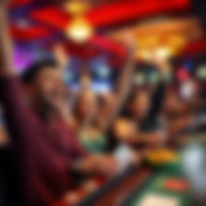 Celebrating Wins at Ducky Luck Casino Enthusiastic players celebrating wins at an online casino