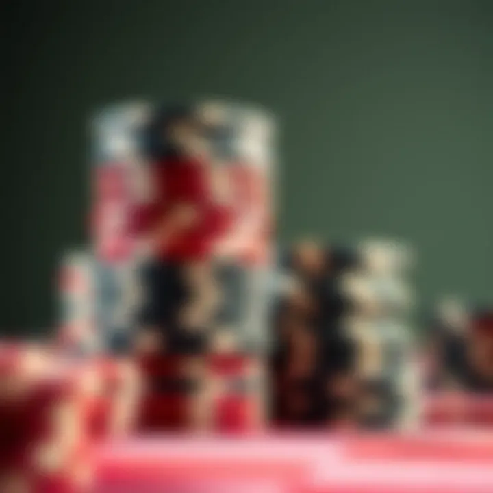 Strategic Poker Chips Arrangement A close-up of poker chips stacked in a strategic arrangement