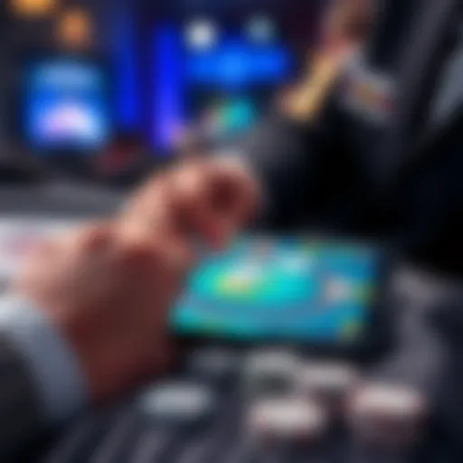 Engaging with Blackjack Apps User engaging with a blackjack app on a mobile device