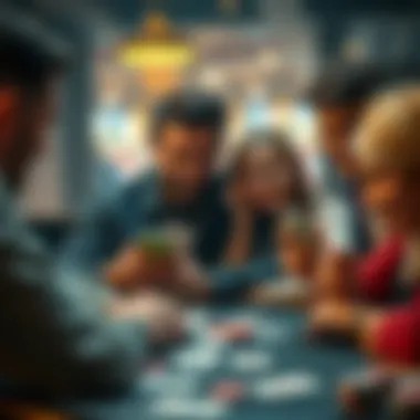 Friends Engaged in Card Game App Fun Group of friends enjoying a card game app together