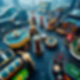 Aerial View of Casino Hub Aerial view of a bustling casino hub