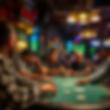 Engaging Local Poker Scene A vibrant local poker venue filled with enthusiastic players enjoying budget games.