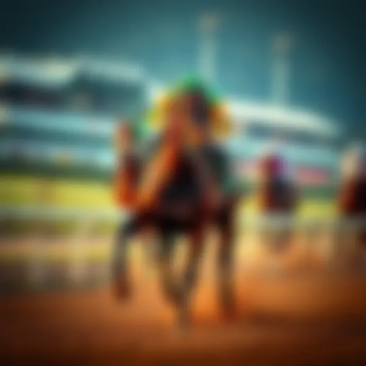 Thoroughbred racehorse sprinting down the track