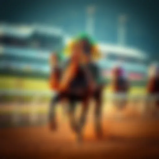 Thoroughbred Racehorse in Action Thoroughbred racehorse sprinting down the track