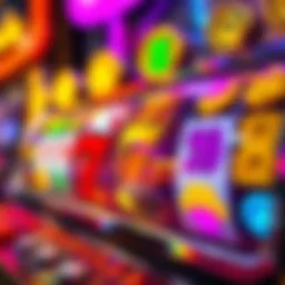 Colorful representation of various slot machine symbols