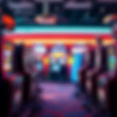 Colorful display of classic Vegas-style slot machines.