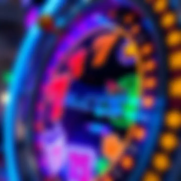 An intricate close-up of a spinning slot reel showcasing vibrant symbols.