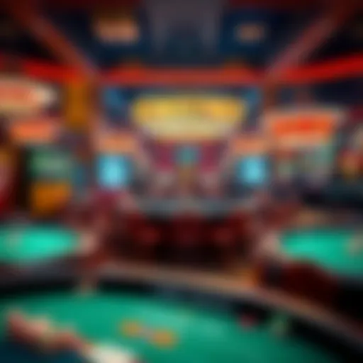 Casino Thrills: Exploring Table Games Illustration of a dynamic casino environment showcasing various table games
