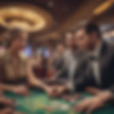 Guests Enjoying Gaming in a Lively Casino Guests enjoying gaming options and entertainment in a lively casino setting