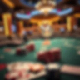 Virtual blackjack table with cards and chips
