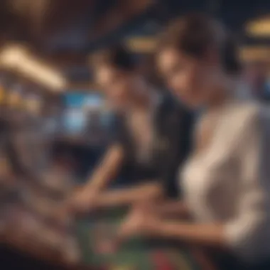 Casino Staff Assisting Guests Casino staff providing assistance to guests at slot machines