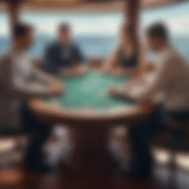 Engaging Poker Game at Sea Elegant poker table with players engaged in the game