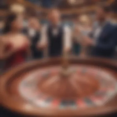 Thrill of the Roulette Wheel Exciting roulette wheel spinning with guests watching