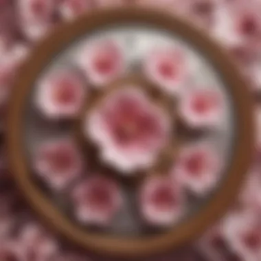 Close-up of cherry blossom symbols on the reels