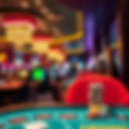 Vibrant casino floor with various gaming tables