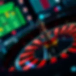 Close-up view of a virtual roulette wheel interface