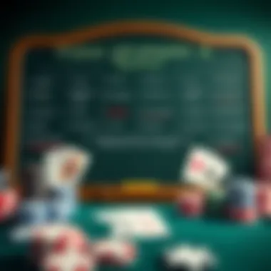 Poker Strategies and Tactics An illustration of various poker strategies and tactics depicted on a chalkboard.