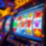 A vibrant display of a slot machine with colorful symbols