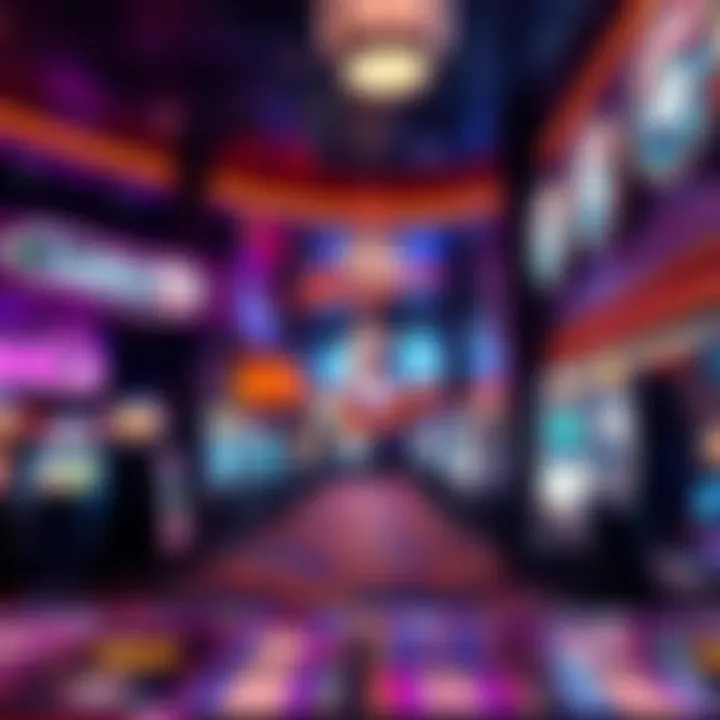 Exciting Gaming Floor at LINQ Casino The lively gaming floor filled with various gaming options and slot machines.