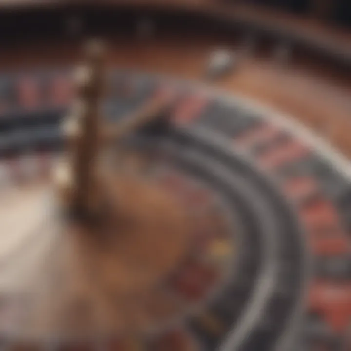 A close-up of a roulette wheel in motion