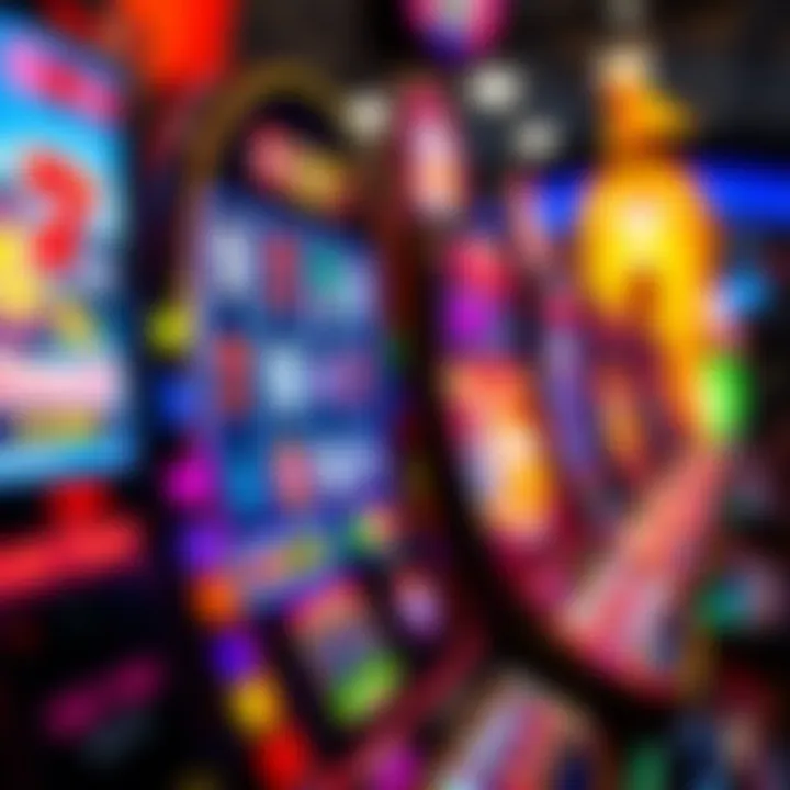 Vibrant Graphics of Roulette Slot Machine A detailed view of a roulette slot machine showcasing its vibrant graphics and unique symbols.