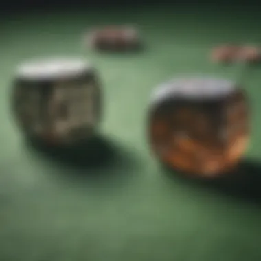 A pair of dice resting on a green felt surface