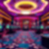 Luxurious casino lobby with vibrant lighting
