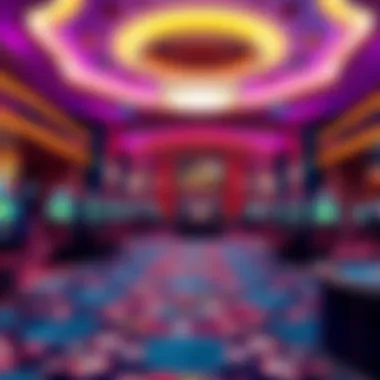 Luxurious casino lobby with vibrant lighting