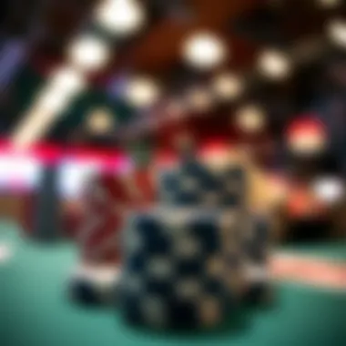 Strategic Betting in Poker Close-up view of poker chips stacked strategically on a table