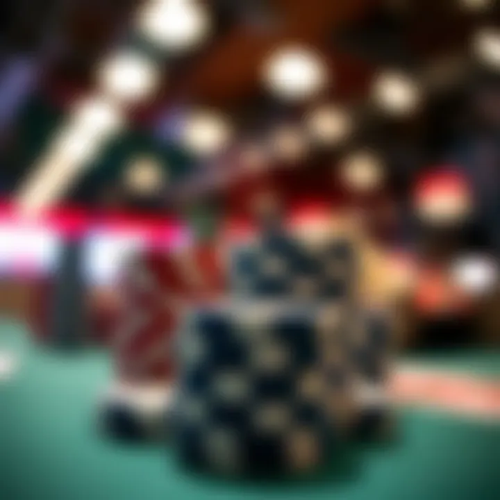 Strategic Betting in Poker Close-up view of poker chips stacked strategically on a table