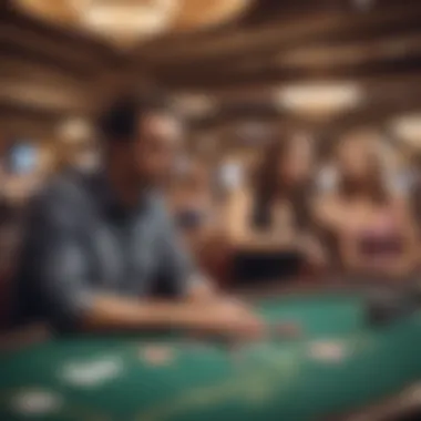 Strategic Gaming at a Las Vegas Casino A strategic gaming session with a player deep in thought