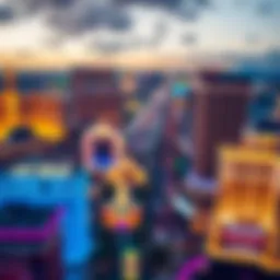 Aerial view of the Las Vegas Strip showcasing vibrant lights and iconic architecture