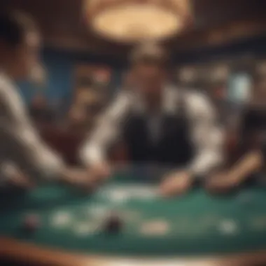 A dealer facilitating a game at the poker table