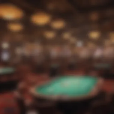 Ambiance Featuring Gaming Tables at Lucky Lane Casino Interior ambiance of Lucky Lane Casino highlighting the gaming tables