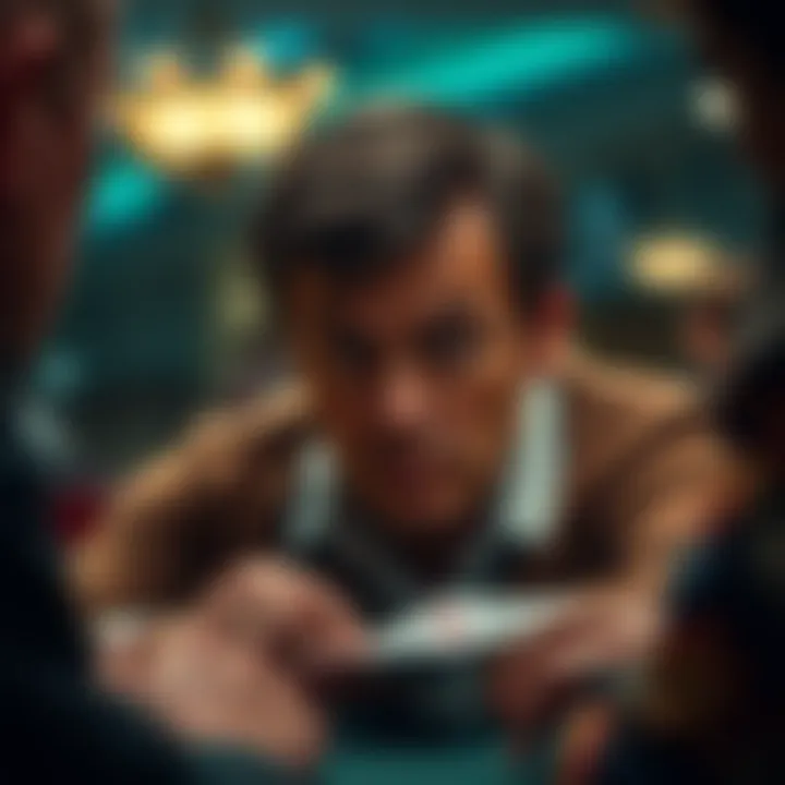 A player displaying subtle facial expressions during a high-stakes game