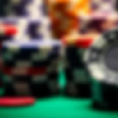 Close-up of Betting Strategies A close-up of poker chips signifying betting strategies