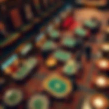 Bustling European Casino Aerial view of a bustling European casino with players at tables