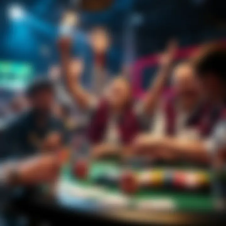 Celebrating Wins in Online Poker Tournaments Players celebrating a victory in an online poker tournament