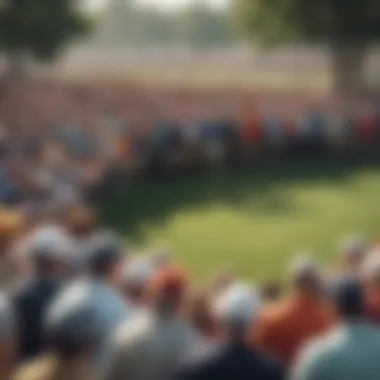 A vibrant scene from a crowded golf tournament