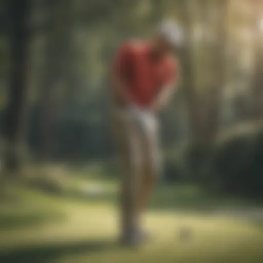 A golfer preparing for a swing during a major tournament