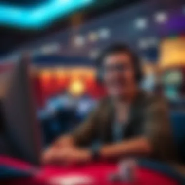 An Enthusiastic Player at the Virtual Poker Table Player Engaging in Online Poker