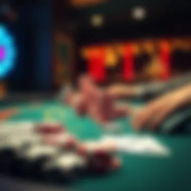 Poker: The Game of Chance and Strategy Close-up of a poker table with chips and cards, symbolizing the high stakes of gambling