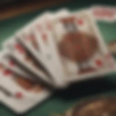 A close-up of Rummy cards showcasing different suits and ranks